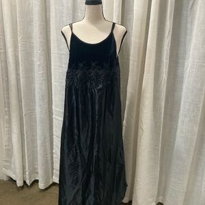 Vintage Black Velvet and Satin Nightgown